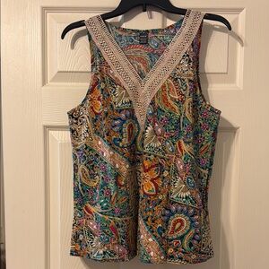 SHEIN Blue and Orange Sleeveless Graphic Tank Top